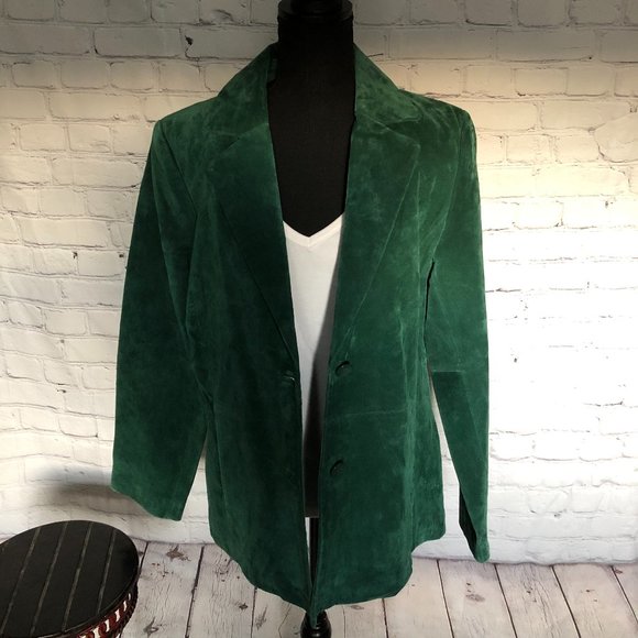 SIENNA Leather Suede Jacket Blazer Green NWOT 14 - Picture 3 of 13